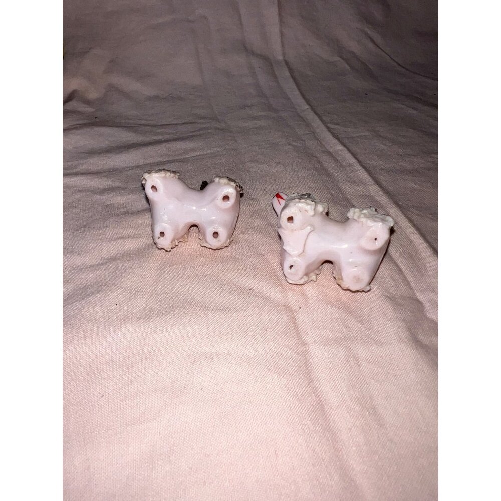 Vintage Ceramic Pink Spaghetti Poodle Figurines With Chains Collectible Mid Cent - Picture 7 of 10
